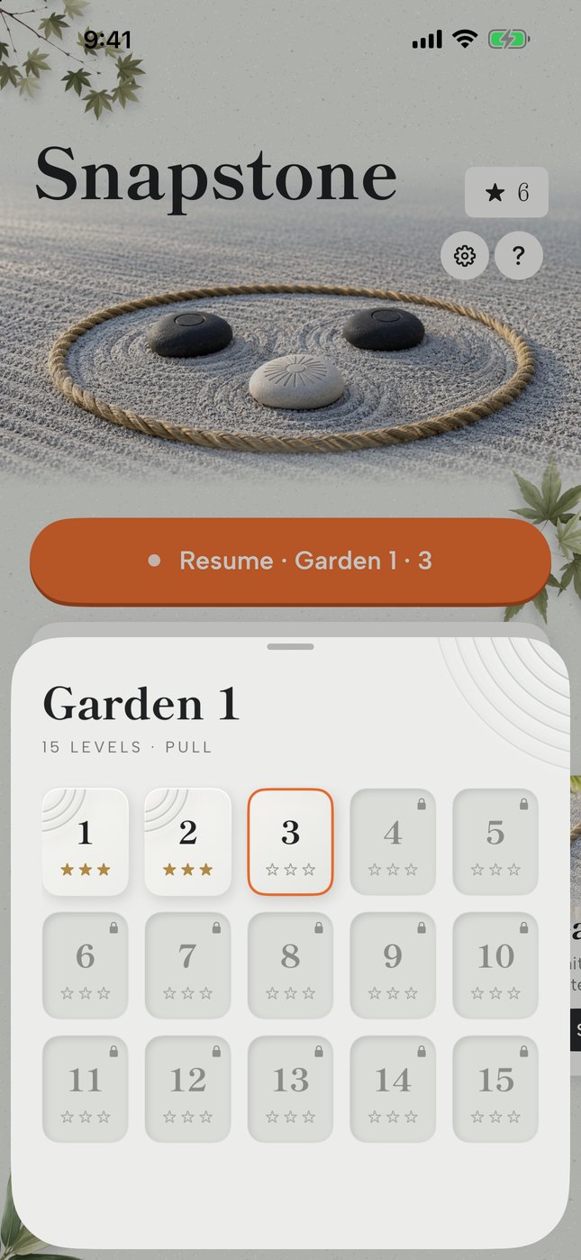 The Garden 1 level grid with stars on the first two levels